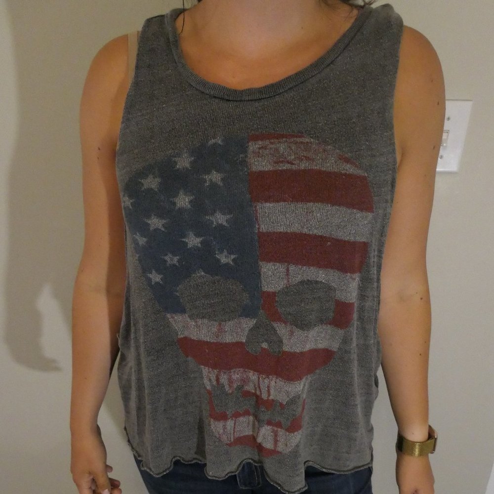 Brandy Melville American Flag Skull Muscle Tee